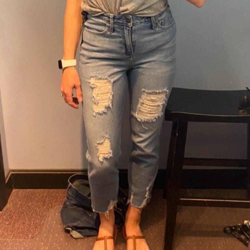 Hollister high waisted ripped mom jeans
